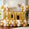 40-Inch Gold "HOME" Letter Foil Balloons – Large Metallic Mylar Banner for Housewarming Party, New Home Welcome Decor, Family Moving & Homecoming Celebrations